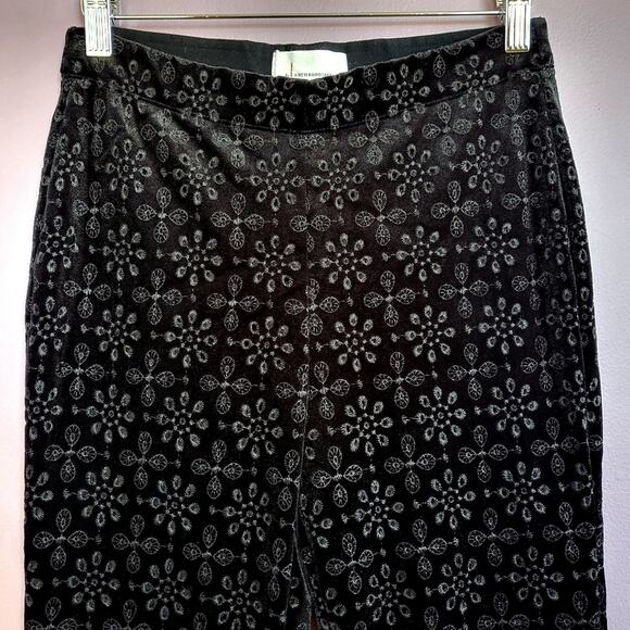 Anthropologie The Joni Black High Rise Velvet Eyelet Pull On Flare Pants - Picture 5 of 15